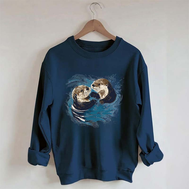 Vintage Otters Ocean Animals Sweatshirt