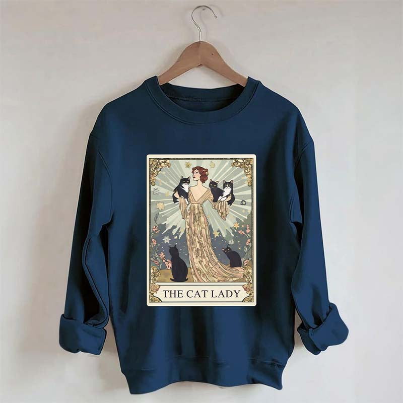 Cat Lady Tarot Card Vintage Sweatshirt