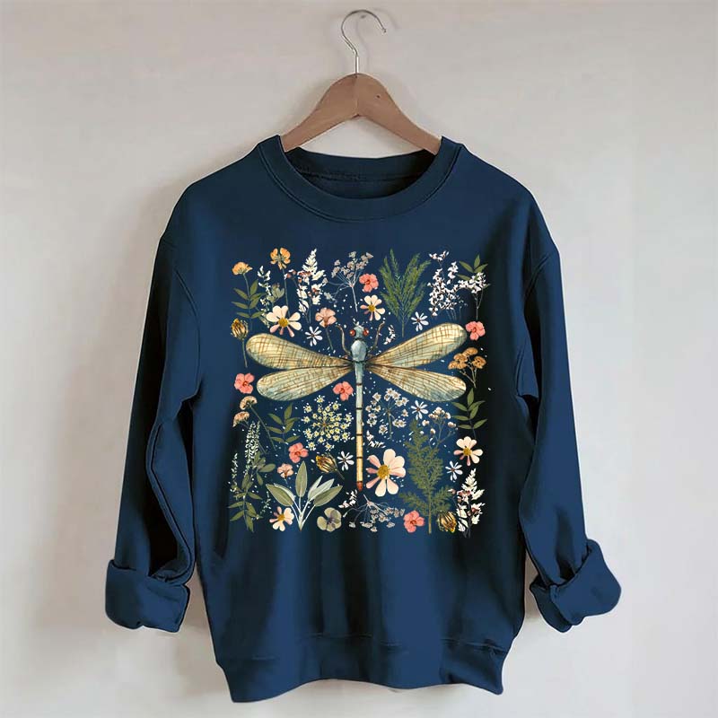 Dragonfly Floral Cottagecore Botanical Retro Sweatshirt