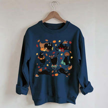 Thanksgiving Retro Black Cat Fall Sweatshirt