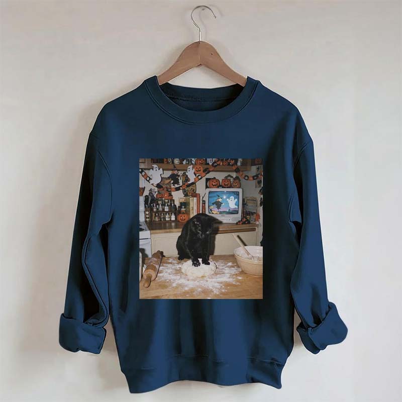 Halloween Black Cat Ghost Sweatshirt