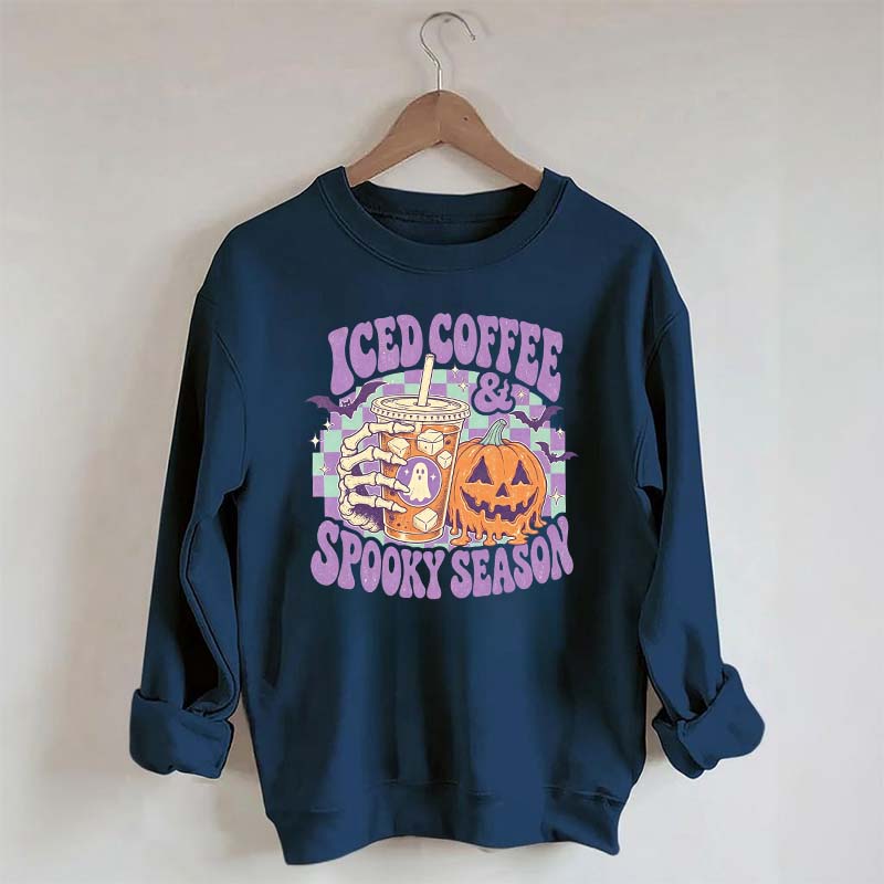 Spooky Season Ice Coffee Preppy Halloween Sweatshirt
