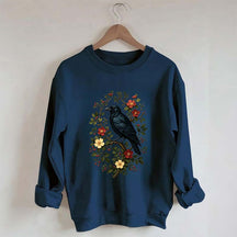 Vintage Raven Gothic Cottagecore Floral Sweatshirt