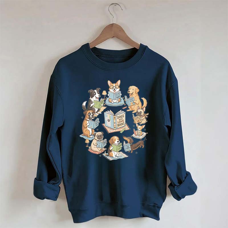 Bookworm Fiction Dog Reading Sweatshirt