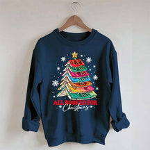 Cute All Booked For Christmas Tree Sweatshirt