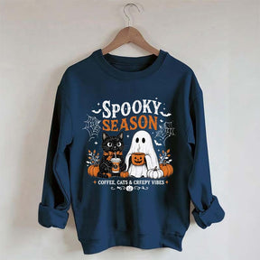 Spooky Season Coffee Cats & Creepy Vibes Sweatshirt
