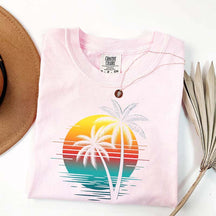 Retro Sunset Beach Palm Tree T-Shirt