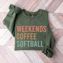 Weekends Coffee Softball Sweatshirt