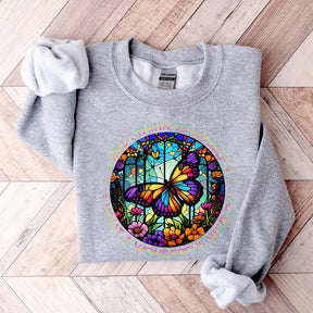 Butterfly Stained Glass Graphic Sweatshirt