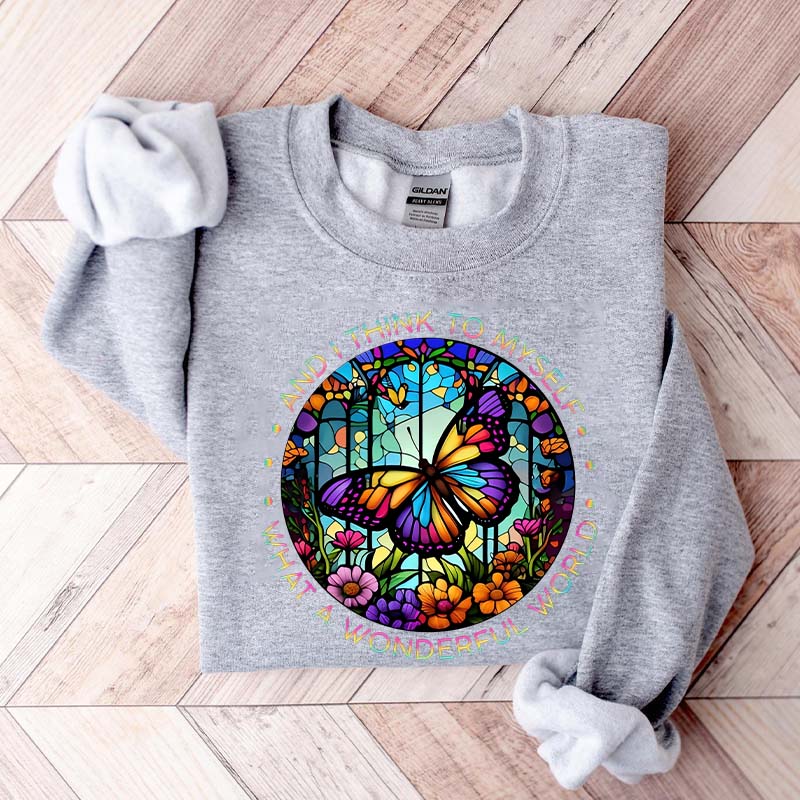 Butterfly Stained Glass Graphic Sweatshirt