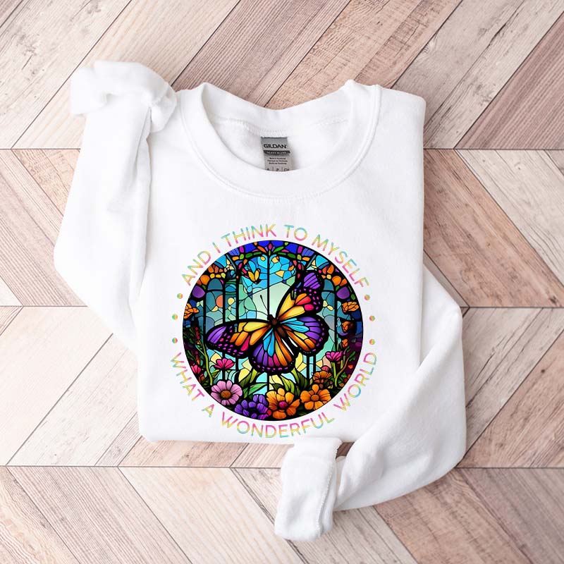 Butterfly Stained Glass Graphic Sweatshirt