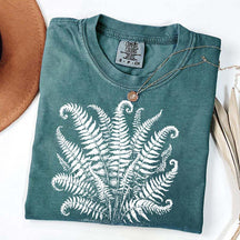 Vintage Linocut Fern Leaves T-Shirt