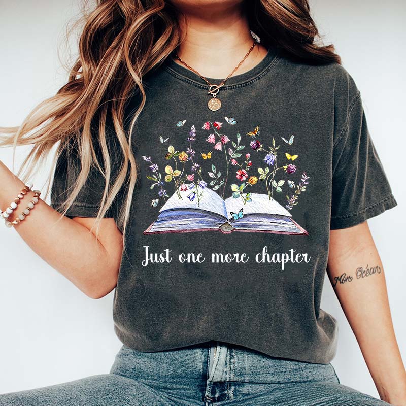 Just One More Chapter Floral Book T-Shirt