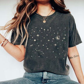Celestial Stars Minimal Moon Constellation T-Shirt