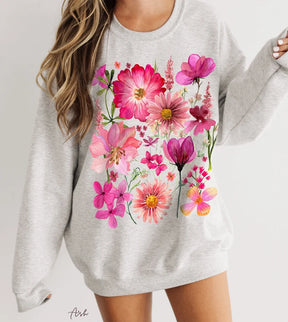 Vintage Sweatshirt mit gepressten Blumen