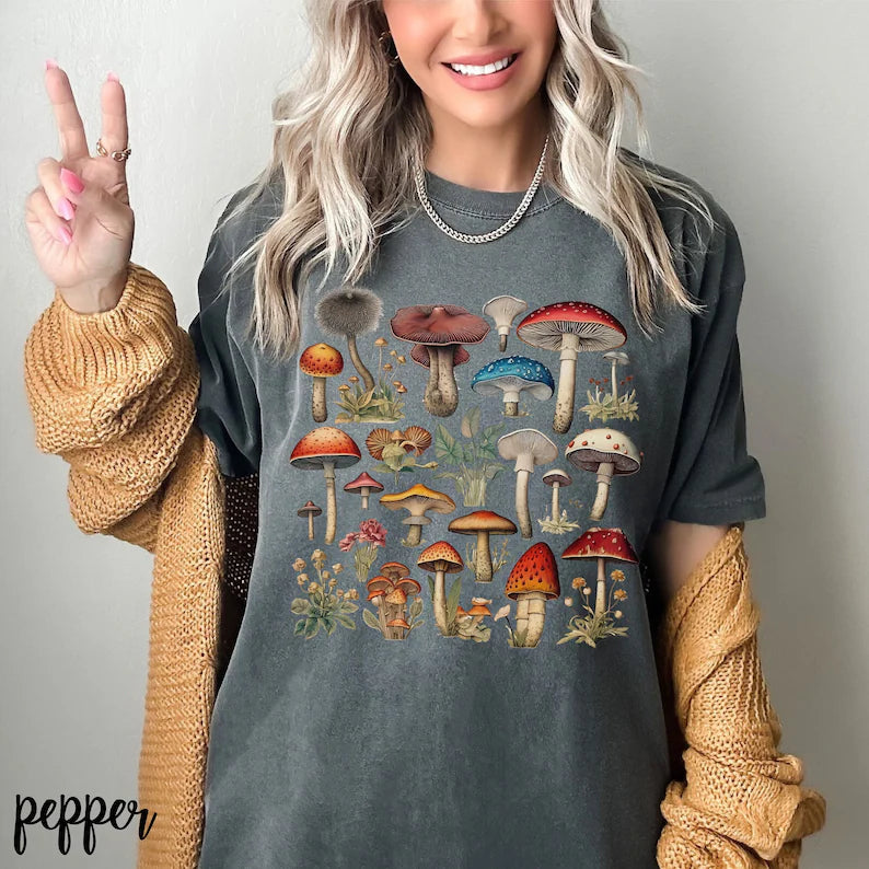 Chemise de couleurs de confort de champignons vintage