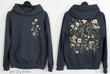 Style bohème rétro fleurs sauvages col rond Sweat à capuche