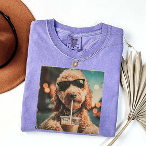 Cute Goldendoodle Drinking Iced Coffee T-Shirt