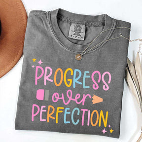 Progress Over Perfection Inspirational Teacher T-Shirt