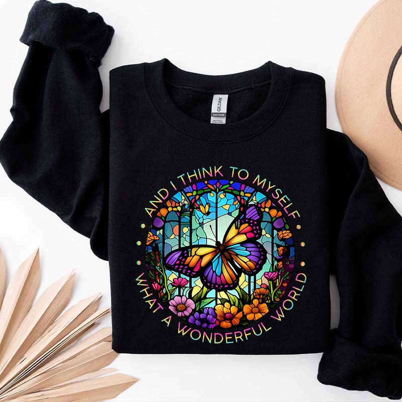 Butterfly Stained Glass Graphic Sweatshirt