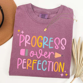 Progress Over Perfection Inspirational Teacher T-Shirt