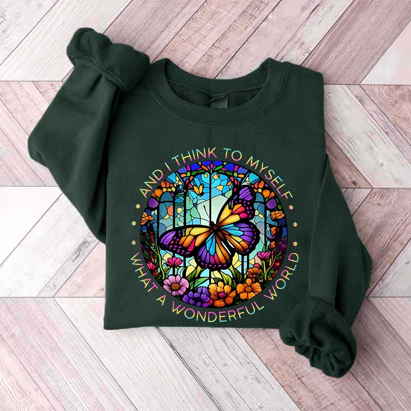 Butterfly Stained Glass Graphic Sweatshirt