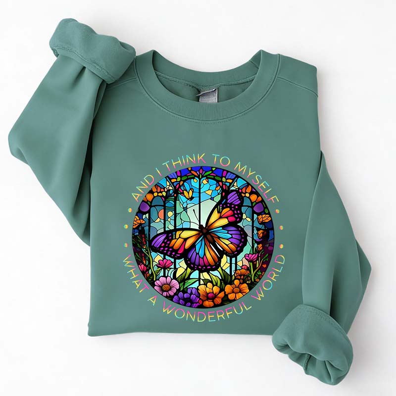 Butterfly Stained Glass Graphic Sweatshirt