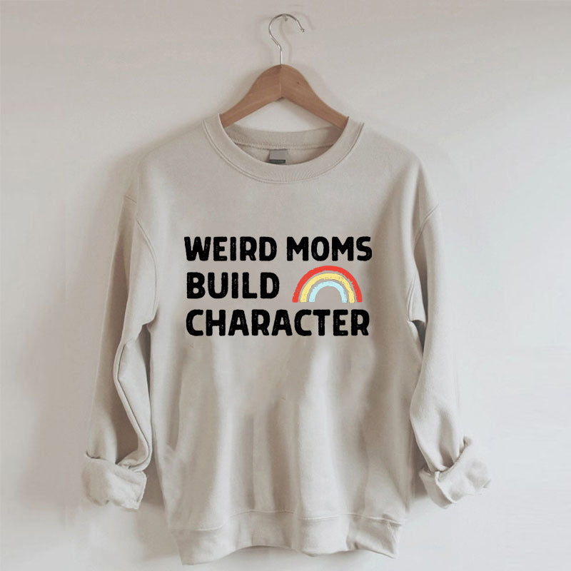 Seltsame Mütter bauen Charakter-Regenbogen-Sweatshirt auf 