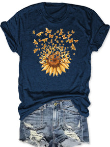 Sonnenblumen-Schmetterlings-T-Shirt