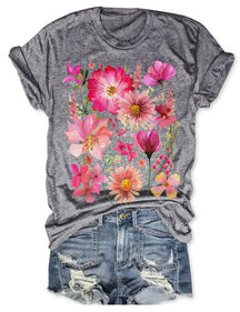 Vintage T-Shirt mit gepressten Blumen