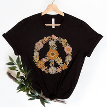 Floral Peace Sign Minimalist T-Shirt