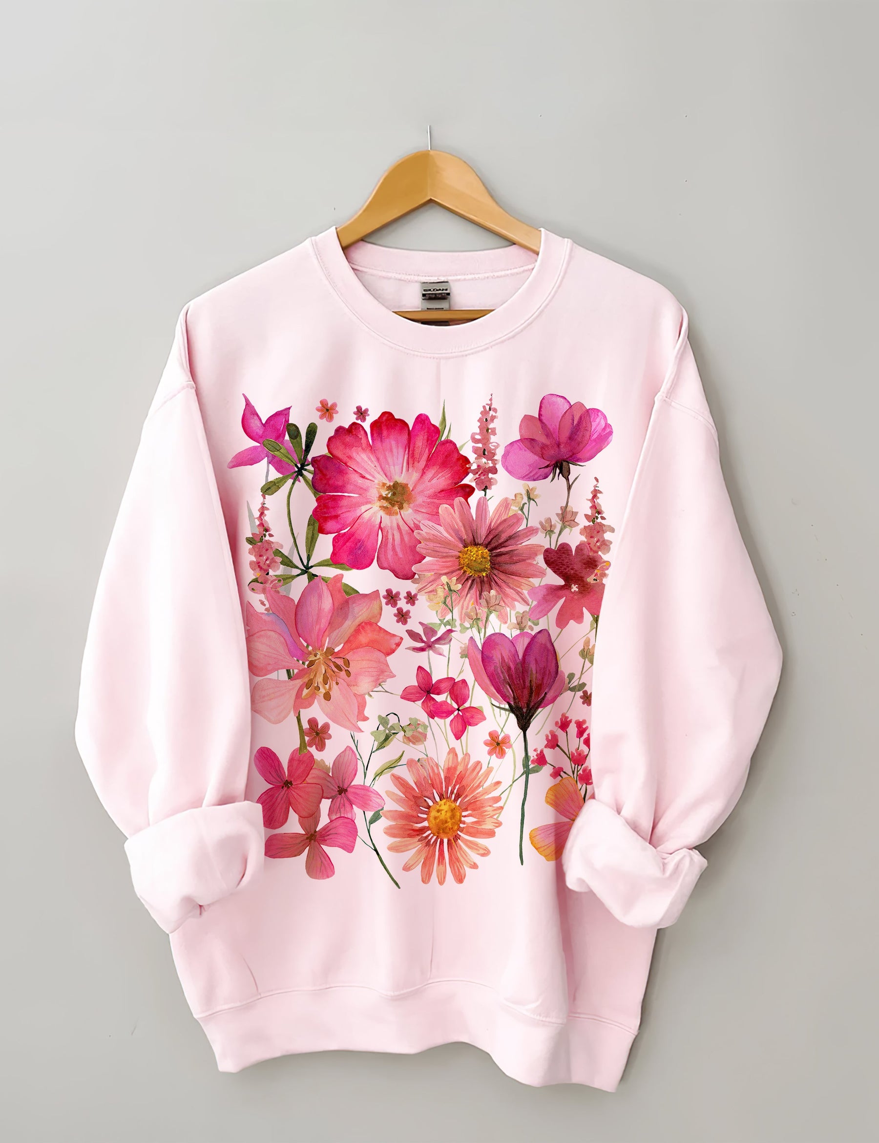 Vintage Sweatshirt mit gepressten Blumen