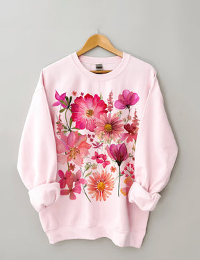 Vintage Sweatshirt mit gepressten Blumen
