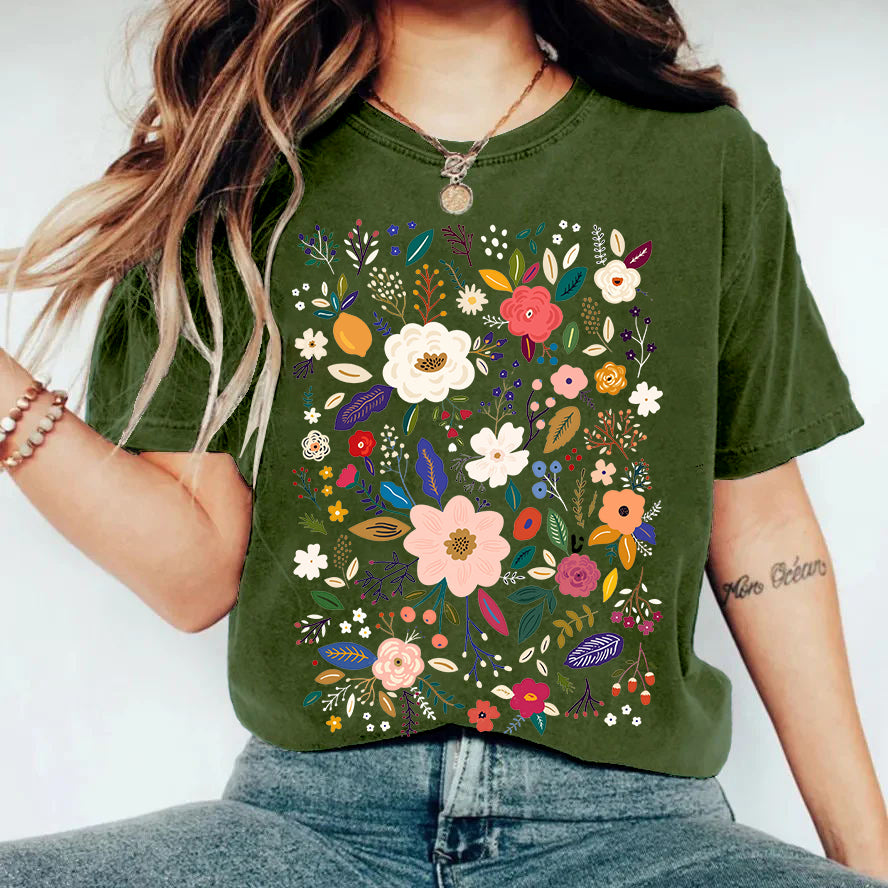 Wild Flowers Print T-shirt