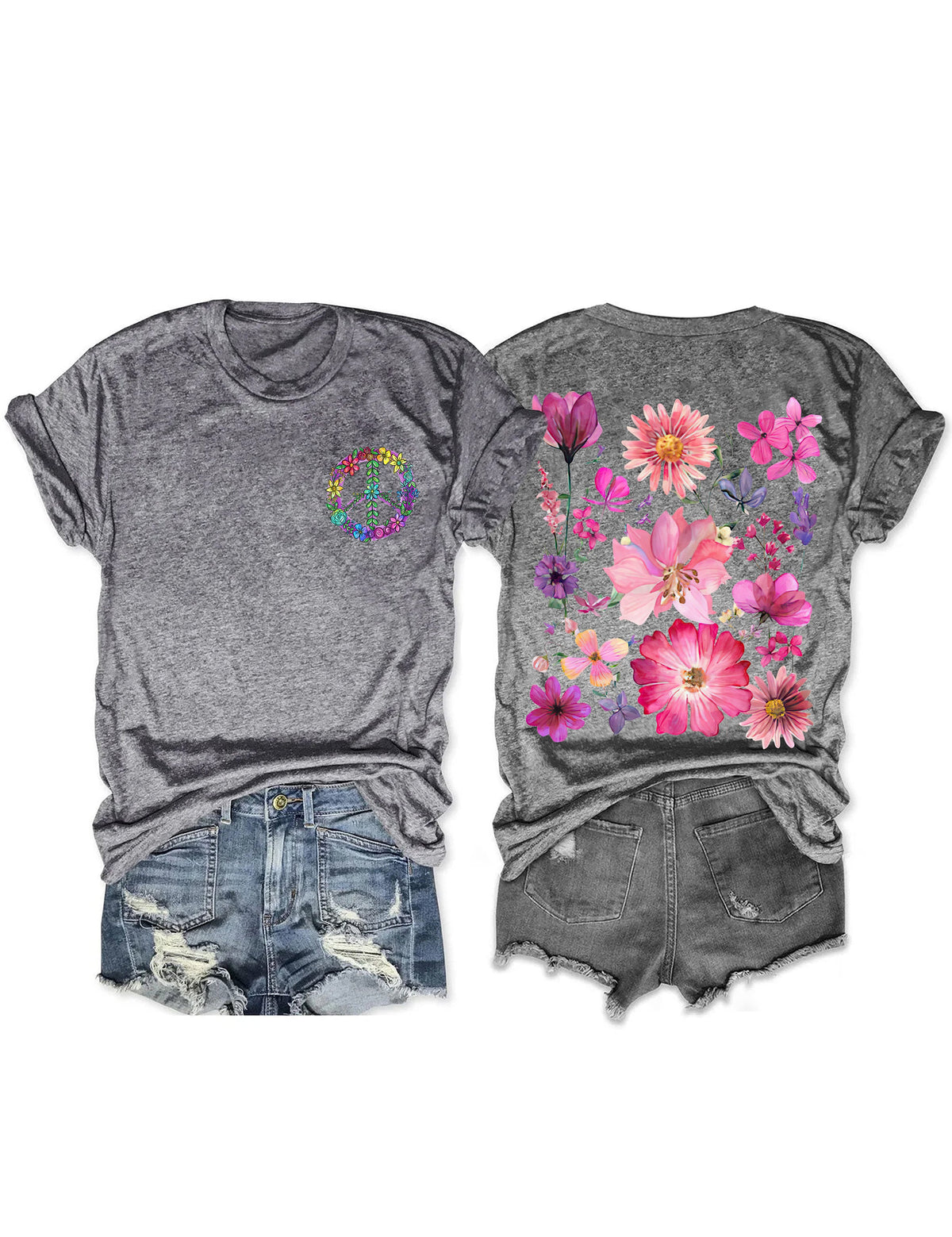 Boho-Wildblumen-T-Shirt