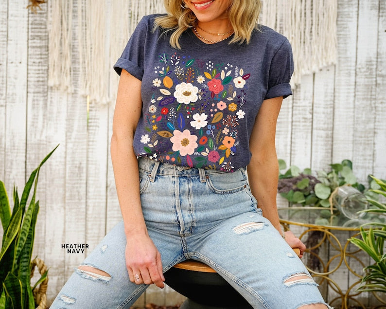 T-Shirt mit Wildblumen-Print