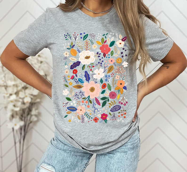 T-shirt imprimé fleurs sauvages