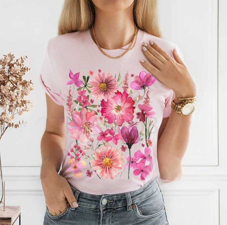 T-shirt botanique de fleurs sauvages de Boho