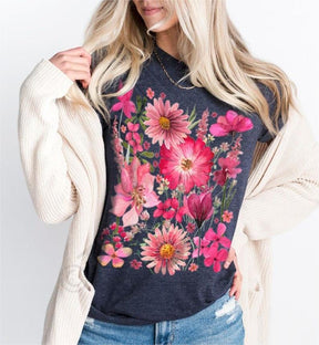 T-shirt botanique de fleurs sauvages de Boho