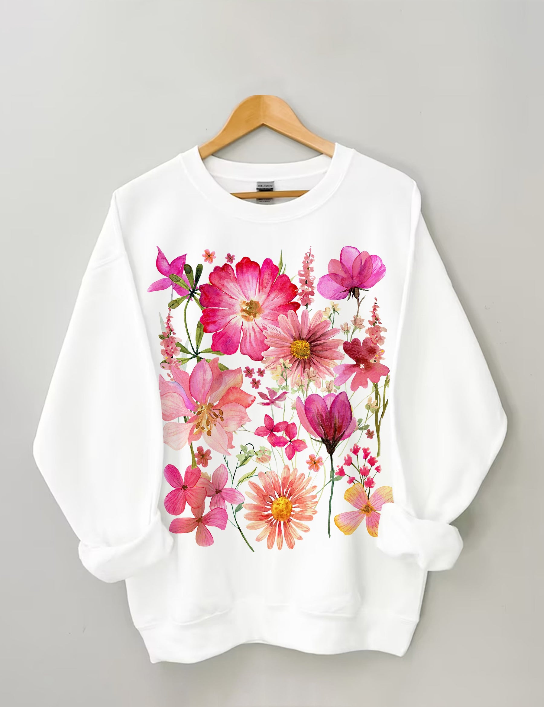 Vintage Sweatshirt mit gepressten Blumen