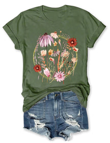 T-Shirt mit gepressten Blumen