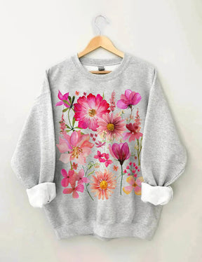 Vintage Sweatshirt mit gepressten Blumen