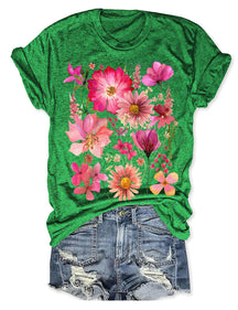 Vintage T-Shirt mit gepressten Blumen