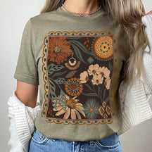 T-shirt botanique hippie de jardin de fleurs sauvages