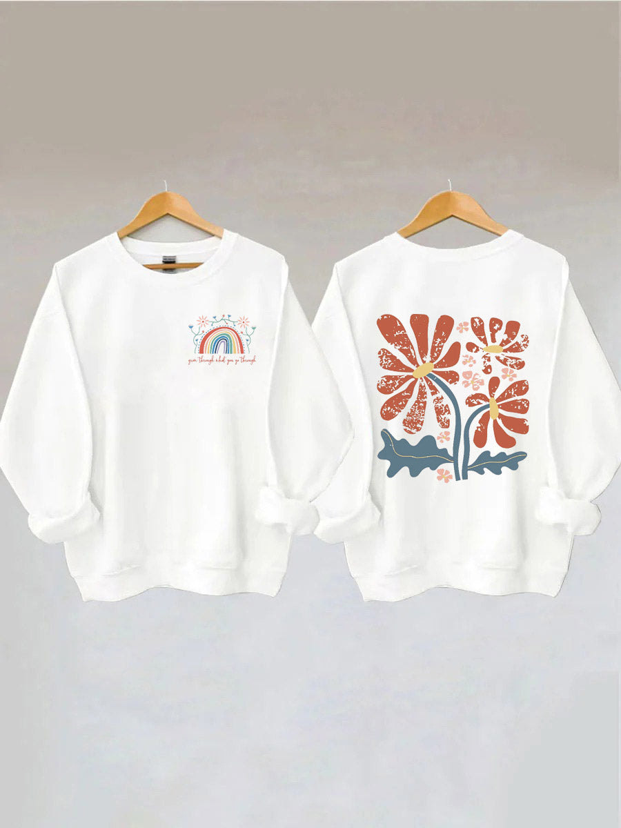 Croître à travers ce que vous allez à travers Boho Flowers Sweatshirt