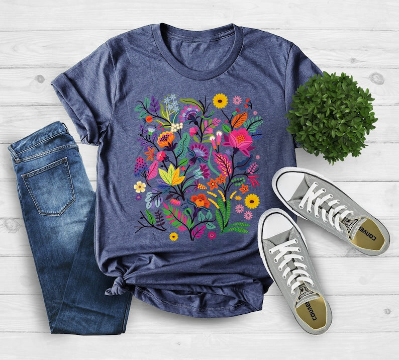 Wildblumen-Naturliebhaber-T-Shirt