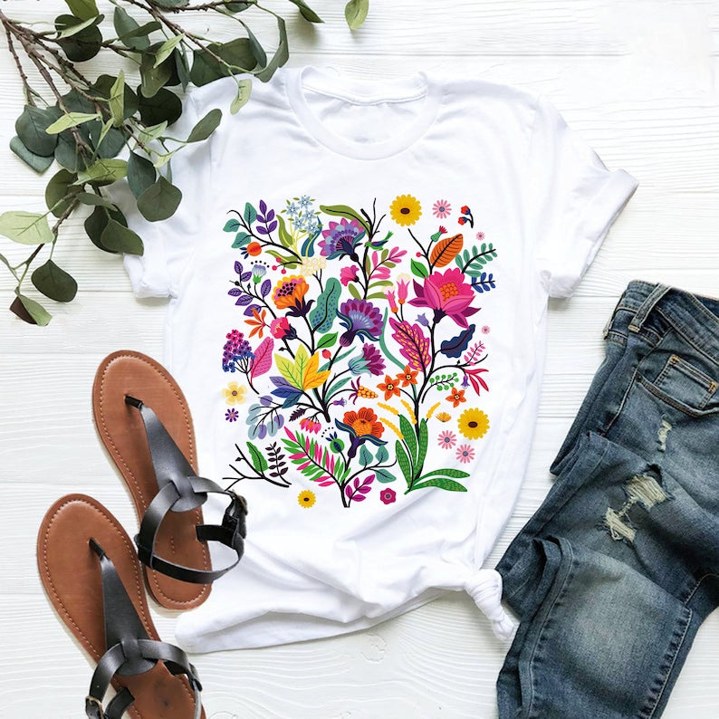 Wildblumen-Naturliebhaber-T-Shirt