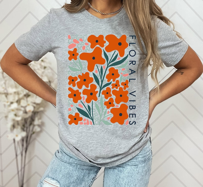 Wildflower Letter Print T-shirt