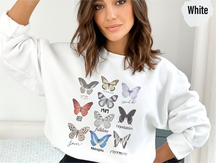Impression simple face Sweatshirt mignon papillon à la mode
