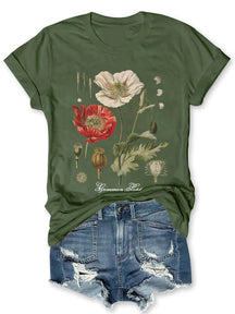 Vintage-Mohnblumen-T-Shirt